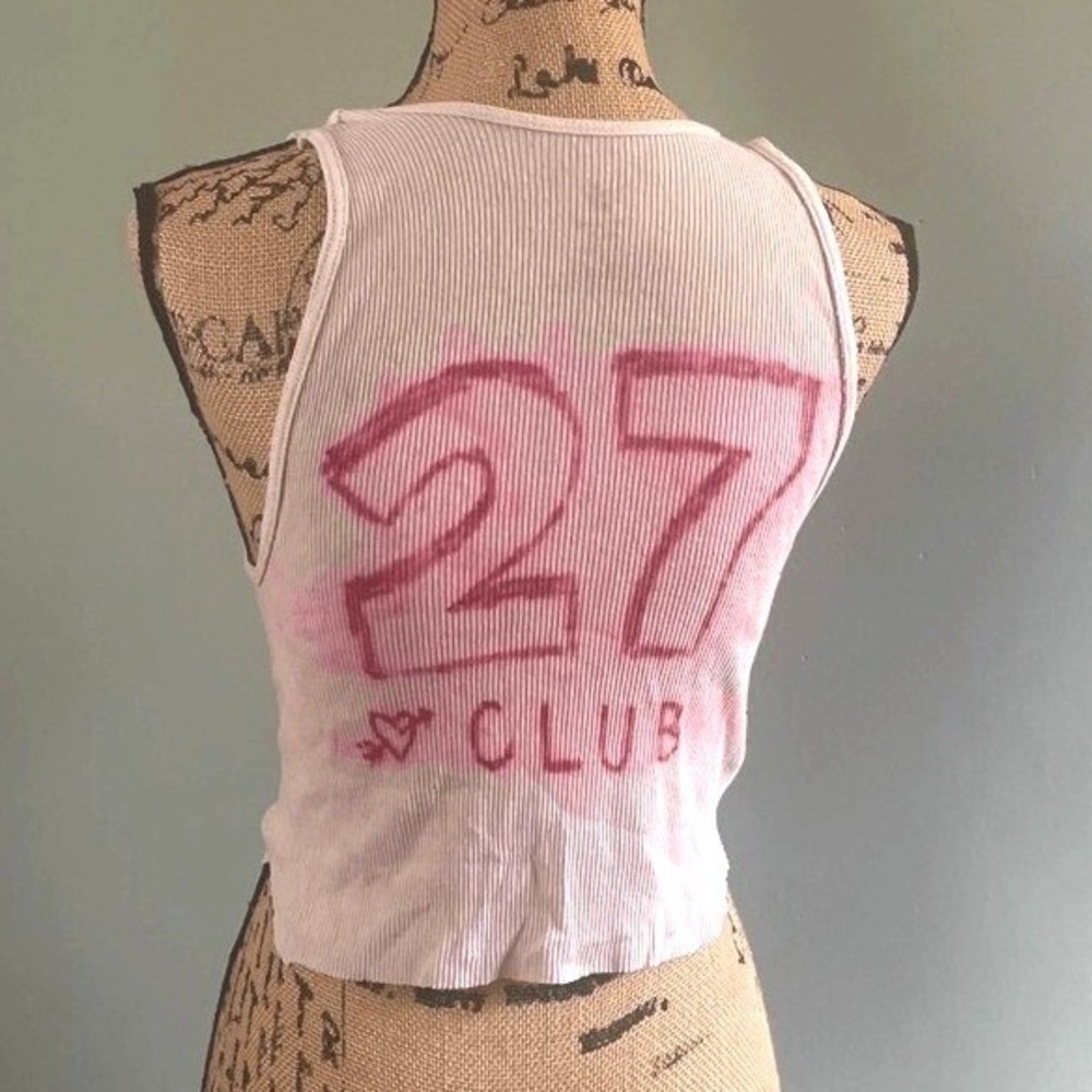 Handmade Upcycled Y2K Rock Grunge‎ E-Girl 27 Club Ribbed Crop Tank Top Medium